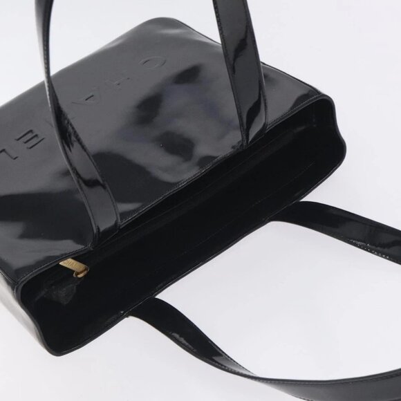 CHANEL Tote Bag Enamel Black Gold CC Auth - Picture 8 of 16